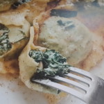 Spinach, ricotta and pine nut ravioli with sage butter