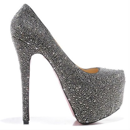 Top Designer Luxury Sexy Diamond 14CM High Heels Genuine Leather Shoes Women Shining Party Wear 7 Colors